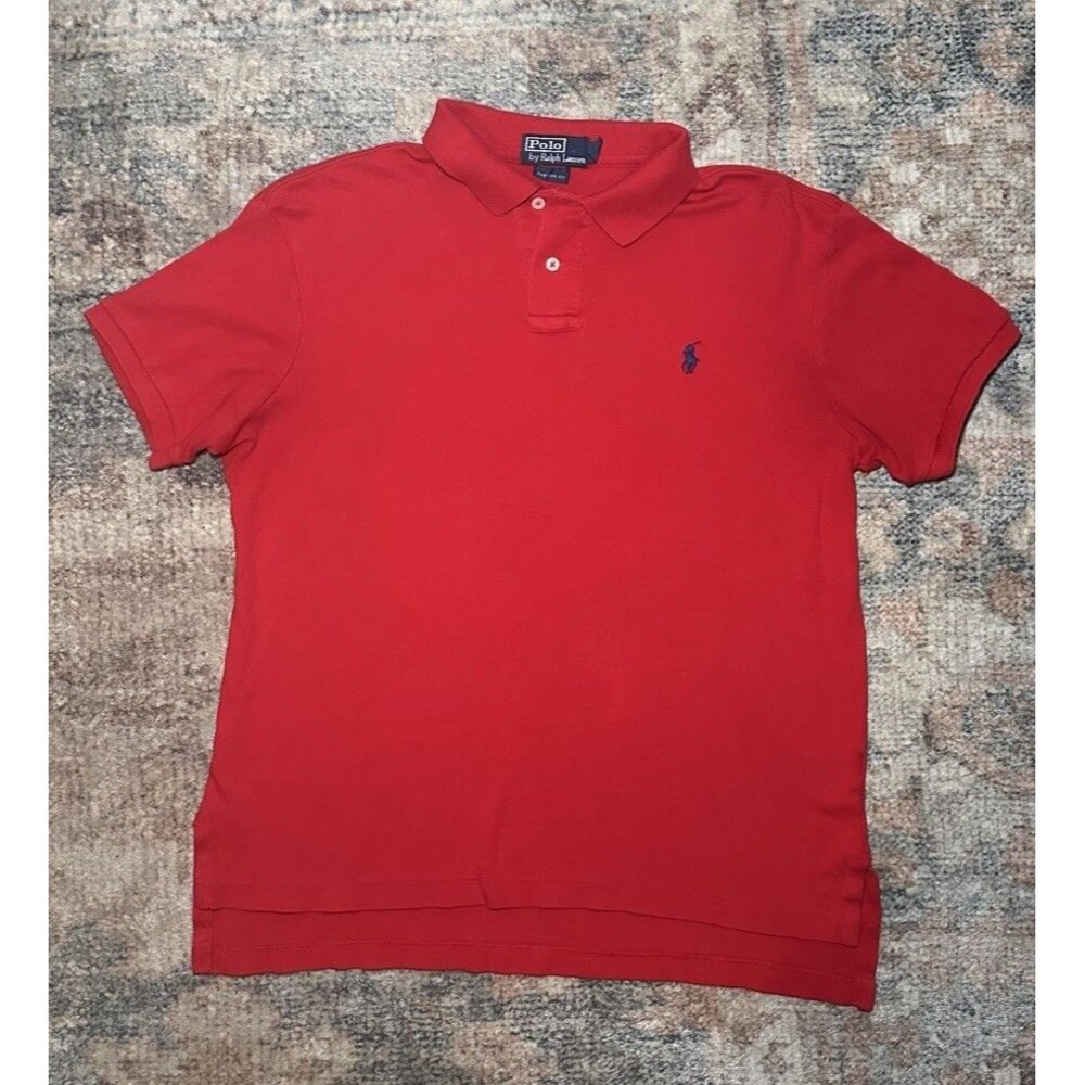 Polo Ralph Lauren Custom Fit Men's Red Cotton Mesh Polo Shirt Size M